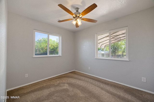 864 S 1st St E, Snowflake, AZ 85937 - spare room with plenty of natural light, baseboards, a ceiling fan, and carpet floors