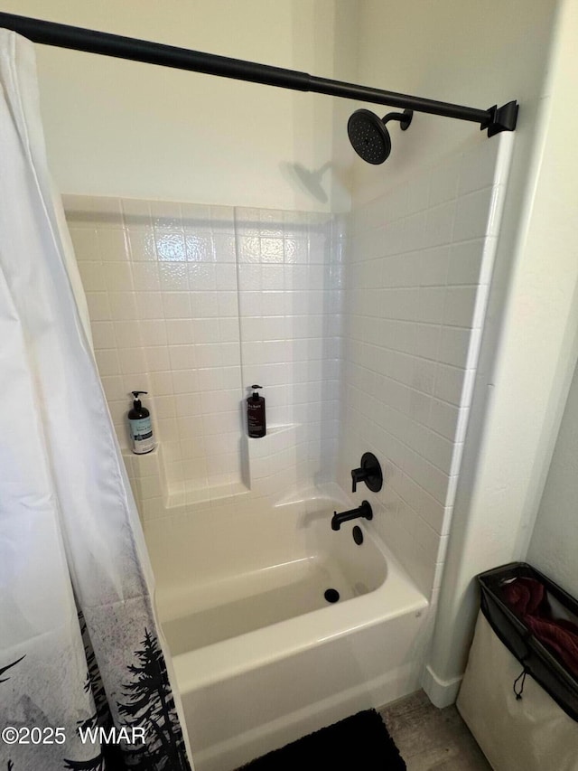 full bathroom featuring shower / bath combination with curtain