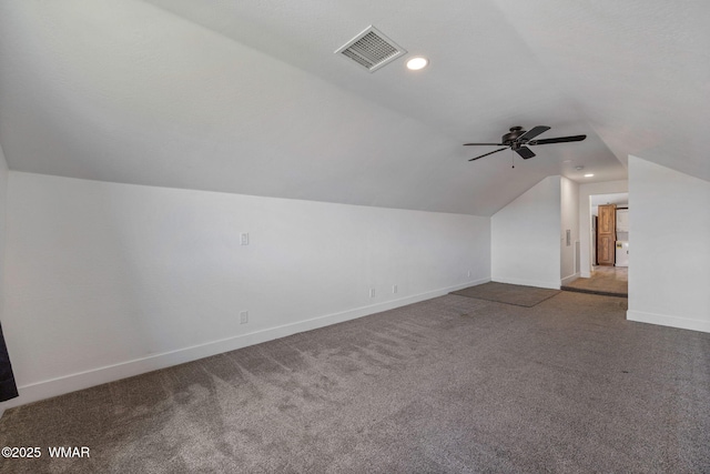 1738 W 7th St, Snowflake, AZ 85937 - bonus room featuring carpet floors, vaulted ceiling, baseboards, a ceiling fan, and recessed lighting