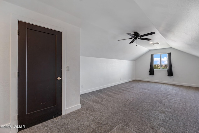 1738 W 7th St, Snowflake, AZ 85937 - additional living space with vaulted ceiling, carpet floors, baseboards, and ceiling fan