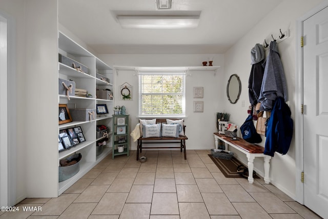 mudroom featuring light tile patterned floors