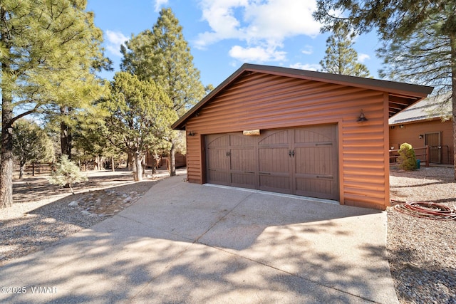 view of detached garage