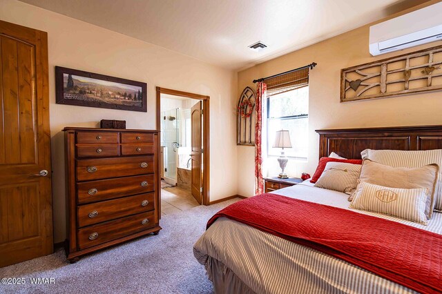 6757 Cheney Ranch Loop, Show Low, AZ 85901 - carpeted bedroom featuring a wall mounted air conditioner and ensuite bath