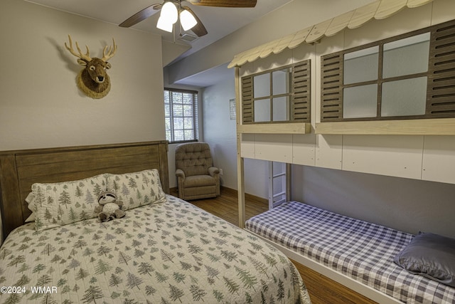 2020 S Pleasantview Dr, Show Low, AZ 85901 - bedroom with wood finished floors and a ceiling fan