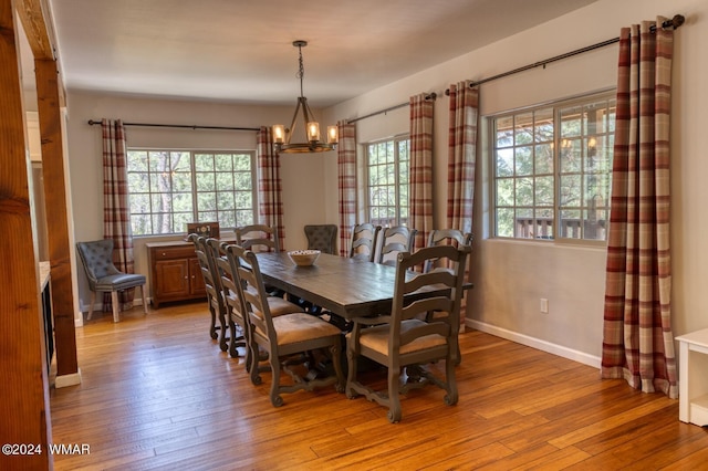 2020 S Pleasantview Dr, Show Low, AZ 85901 - dining room with a chandelier, light wood-style flooring, and baseboards
