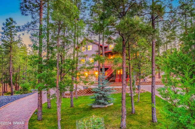 2020 S Pleasantview Dr, Show Low, AZ 85901 - view of grassy yard with stairway and driveway