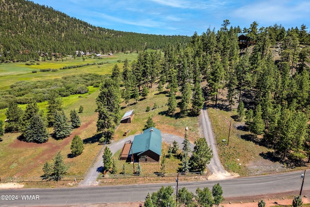 aerial view with a wooded view