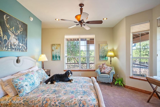 1961 S Canyon Ridge Trl, Show Low, AZ 85901 - bedroom with carpet, baseboards, recessed lighting, and ceiling fan