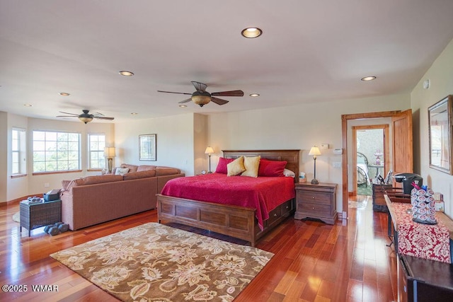 1961 S Canyon Ridge Trl, Show Low, AZ 85901 - bedroom with wood finished floors, recessed lighting, and a ceiling fan