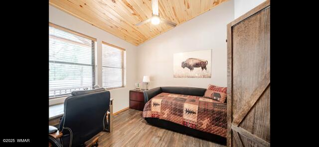 2930 W Lodgepole Ln, Show Low, AZ 85901 - bedroom with vaulted ceiling, wood finished floors, and wooden ceiling