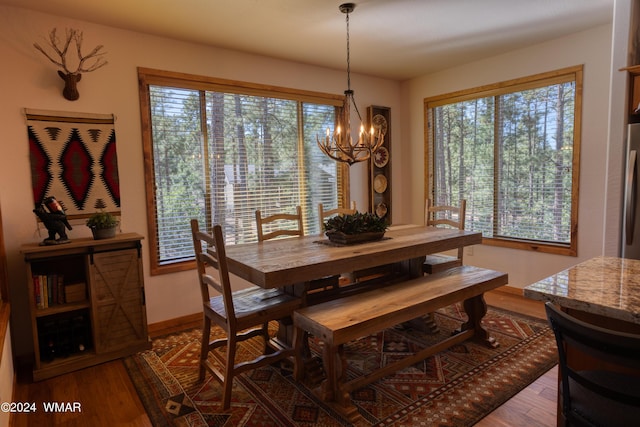 dining room featuring wood finished floors and baseboards