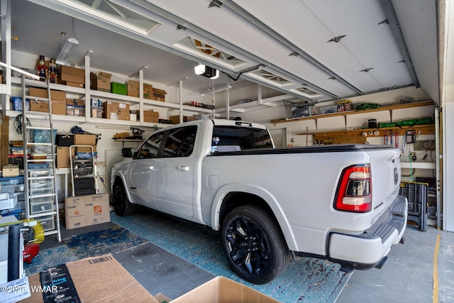 garage with a garage door opener