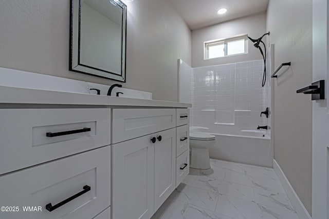 860 E Blue Jay Ln, Show Low, AZ 85901 - full bathroom featuring vanity, shower / washtub combination, and marble finish flooring
