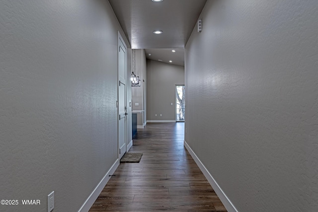 860 E Blue Jay Ln, Show Low, AZ 85901 - corridor with dark wood-style floors, recessed lighting, and a textured wall