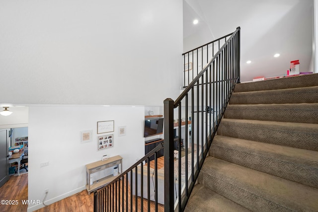 3591 W Fairway Ct, Show Low, AZ 85901 - stairs with wood finished floors and recessed lighting