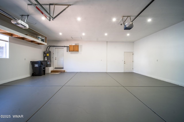6668 Bandido Way, Show Low, AZ 85901 - garage with water heater, baseboards, a garage door opener, and recessed lighting