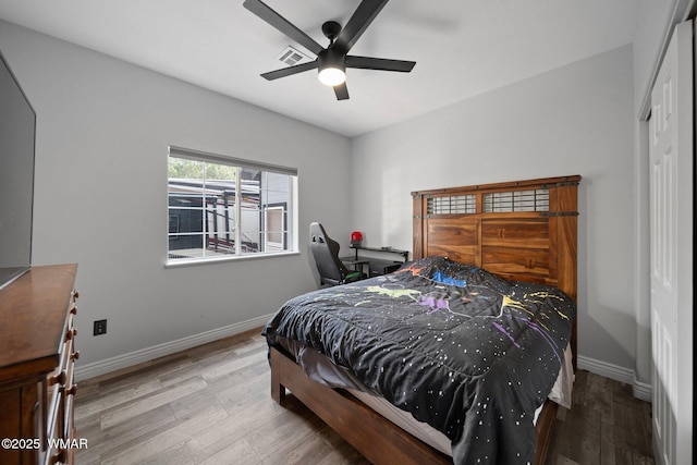 6668 Bandido Way, Show Low, AZ 85901 - bedroom with baseboards, ceiling fan, wood finished floors, and visible vents