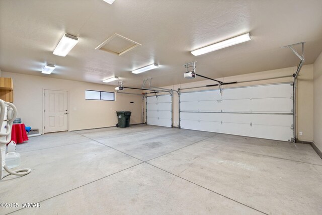 garage with a garage door opener