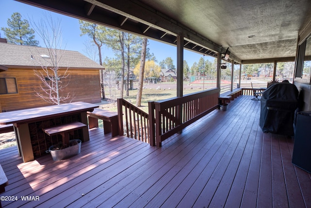 deck featuring grilling area