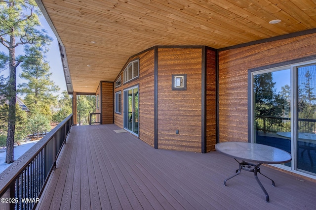 wooden terrace with french doors