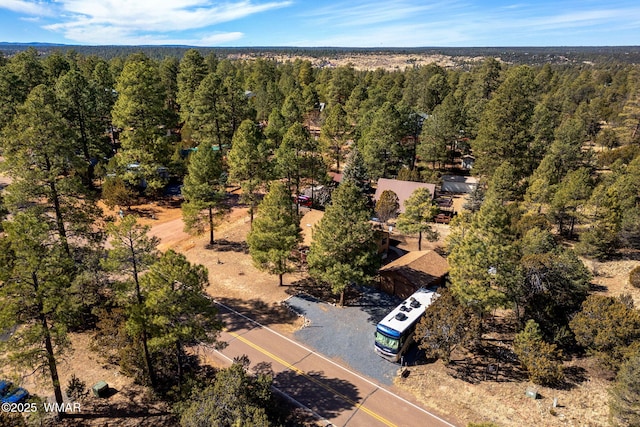 bird's eye view with a view of trees