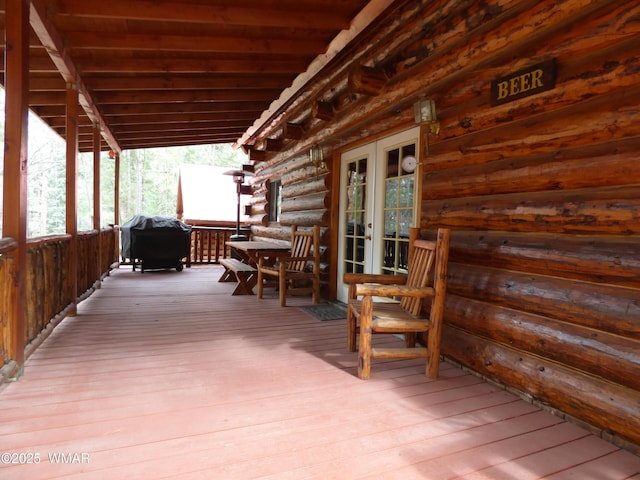 30 County Road 2066, Alpine, AZ 85920 - wooden terrace featuring a grill and french doors