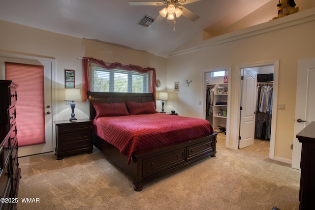 6646 Broken Arrow Way, Show Low, AZ 85901 - bedroom with light colored carpet, lofted ceiling, a spacious closet, and a ceiling fan