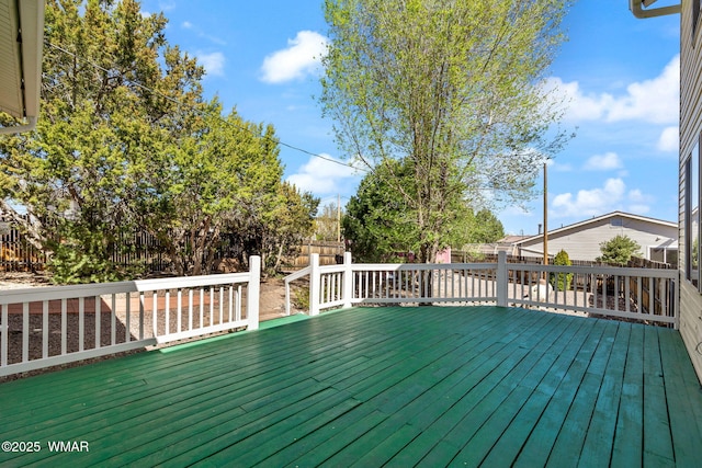 wooden deck featuring a fenced backyard