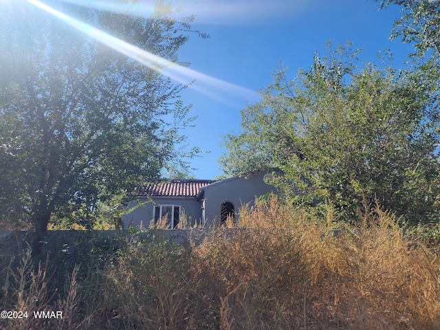 back of property with stucco siding