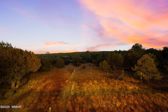 nature at dusk featuring a view of trees