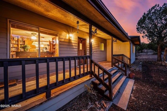 wooden terrace with covered porch