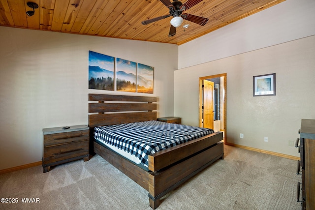 2190 Evergreen Ln, Show Low, AZ 85901 - carpeted bedroom featuring wood ceiling, lofted ceiling, and baseboards
