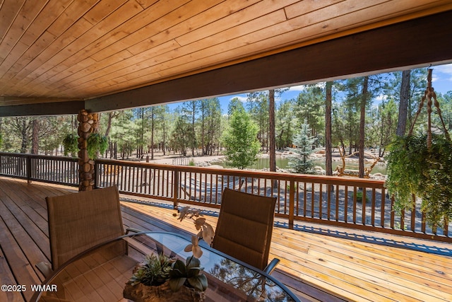 4683 Eagle Nest Ct, Lakeside, AZ 85929 - wooden terrace with view of wooded area