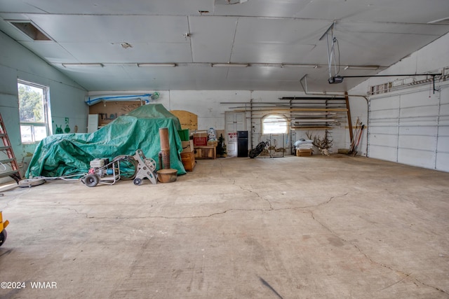 garage with a garage door opener