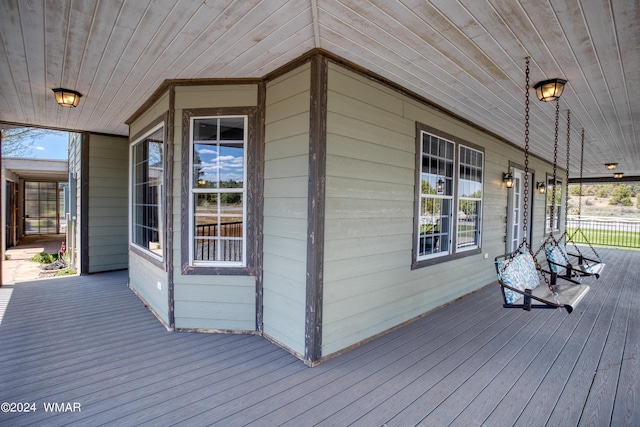 wooden deck with covered porch