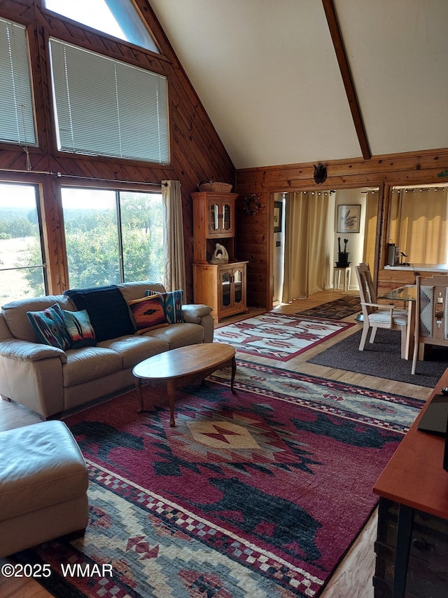 1949 Norton Pl, Show Low, AZ 85901 - living area featuring wood walls and high vaulted ceiling