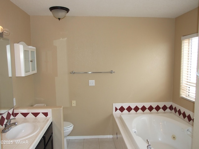 2124 W Vista Dr, Snowflake, AZ 85937 - full bath with vanity, toilet, tile patterned floors, a whirlpool tub, and baseboards