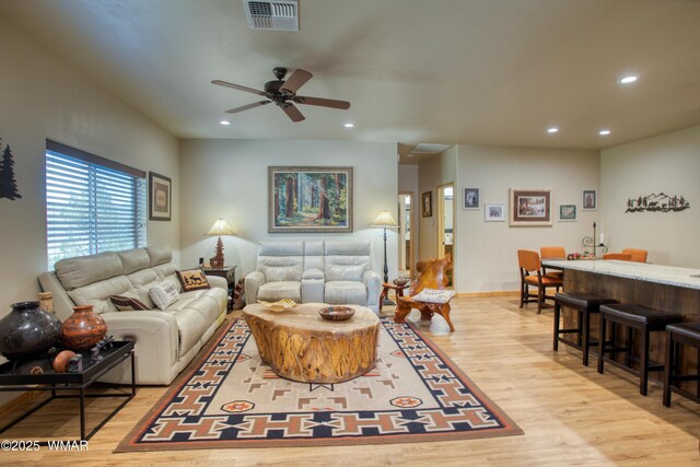 5863 Apollo Way, Lakeside, AZ 85929 - living area with light wood-style flooring, ceiling fan, recessed lighting, and baseboards