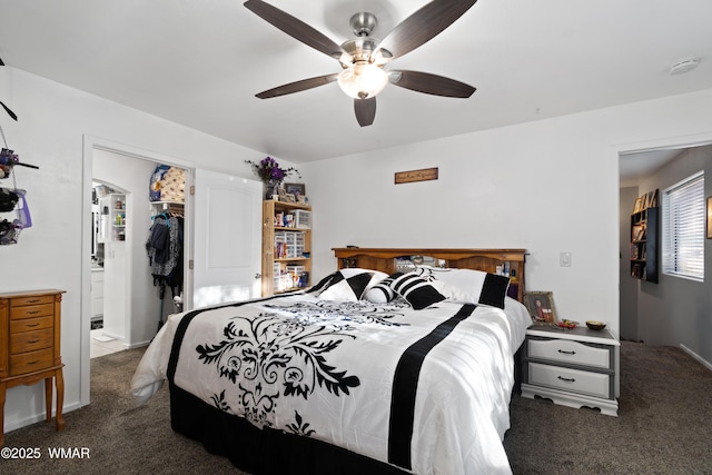 1275 Flag Hollow Rd, Lakeside, AZ 85929 - carpeted bedroom featuring a spacious closet, a closet, and ceiling fan
