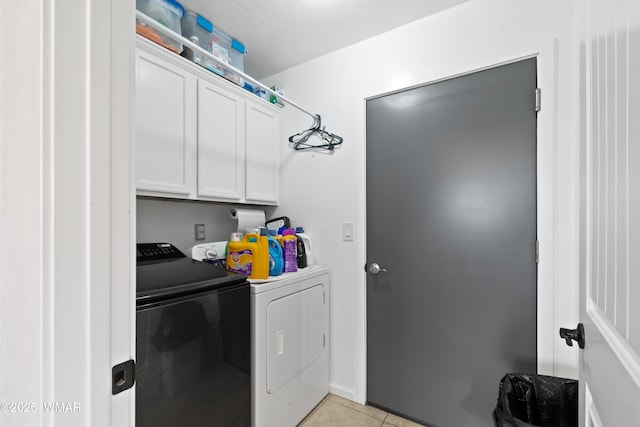 1275 Flag Hollow Rd, Lakeside, AZ 85929 - laundry room featuring washing machine and dryer, light tile patterned flooring, and cabinet space