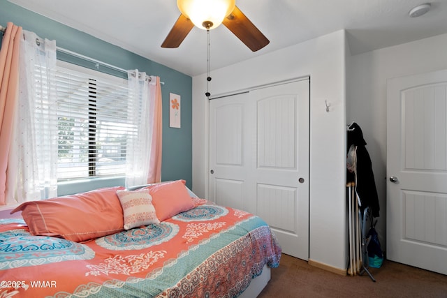 1275 Flag Hollow Rd, Lakeside, AZ 85929 - carpeted bedroom with a closet and a ceiling fan
