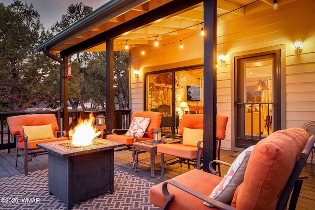 1513 Low Mountain Trl, Heber, AZ 85928 - view of patio / terrace with an outdoor living space with a fire pit