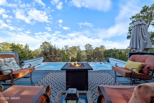 1513 Low Mountain Trl, Heber, AZ 85928 - view of pool featuring an outdoor living space with a fire pit