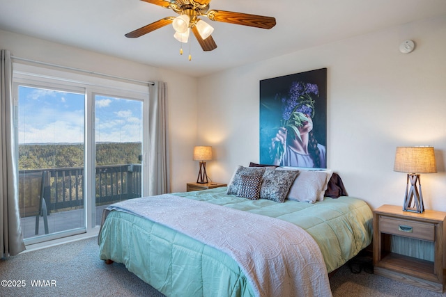 1513 Low Mountain Trl, Heber, AZ 85928 - carpeted bedroom with access to outside and a ceiling fan