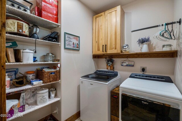 2737 Skyhawk Dr, Overgaard, AZ 85933 - clothes washing area with cabinet space and independent washer and dryer