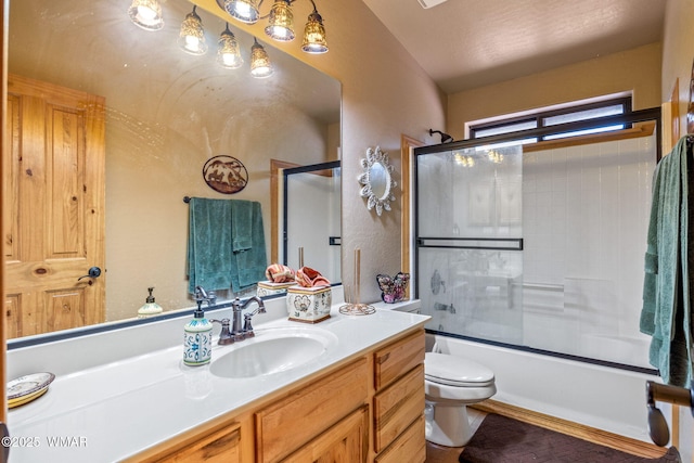 4602 Mountain Gate Cir, Lakeside, AZ 85929 - bathroom with toilet, enclosed tub / shower combo, and vanity