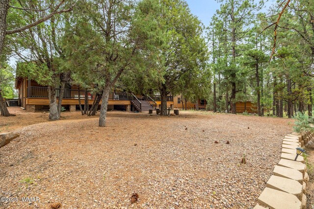 4602 Mountain Gate Cir, Lakeside, AZ 85929 - view of yard with stairway and a deck