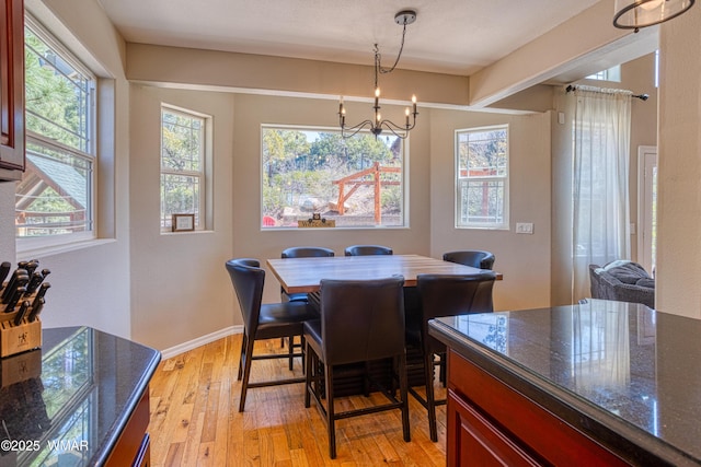 4701 S Manzanita Way, Show Low, AZ 85901 - dining area featuring a chandelier, light wood-style flooring, and baseboards