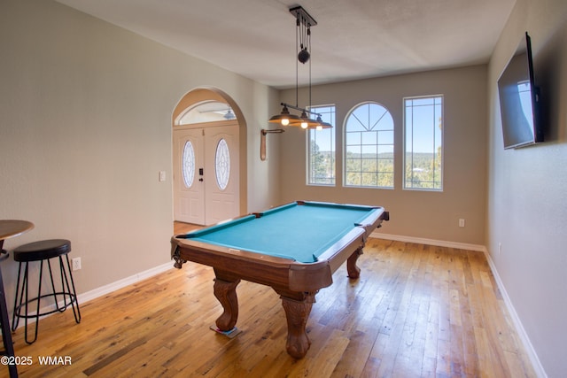 4701 S Manzanita Way, Show Low, AZ 85901 - recreation room featuring billiards table, light wood-type flooring, baseboards, and arched walkways