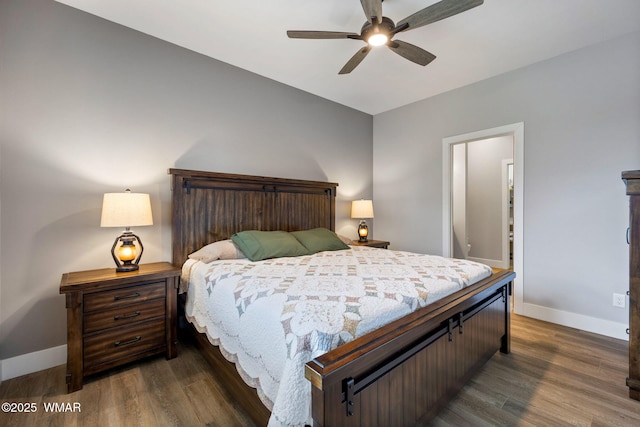 2051 N Bison Pass Ct, Show Low, AZ 85901 - bedroom with baseboards, wood finished floors, and a ceiling fan